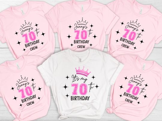 Discover Personalized 70th Birthday Crew Shirts, Custom Family Matching Tees, Its My 70th Bday Tshirt