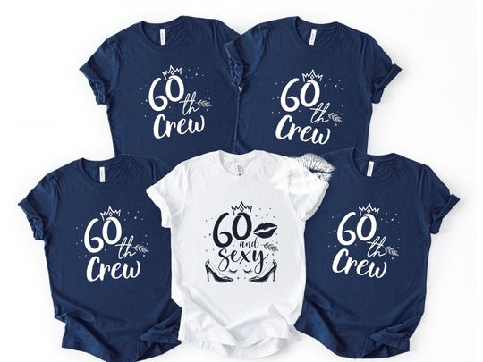 Discover 60th Birthday Crew Shirt, Personalized Party Tee