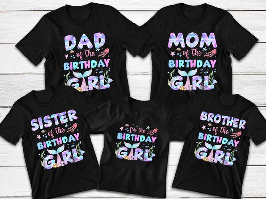 Discover Mermaid Birthday Girl Shirt: Matching Family Under The Sea Party T-Shirt