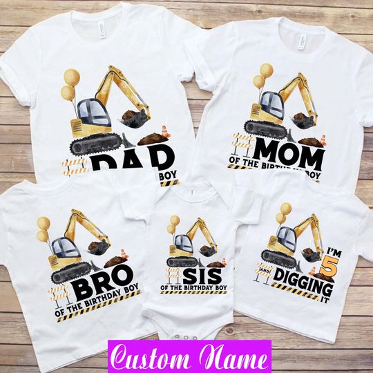 Discover Excavator Birthday Shirt: Matching Family Construction Party