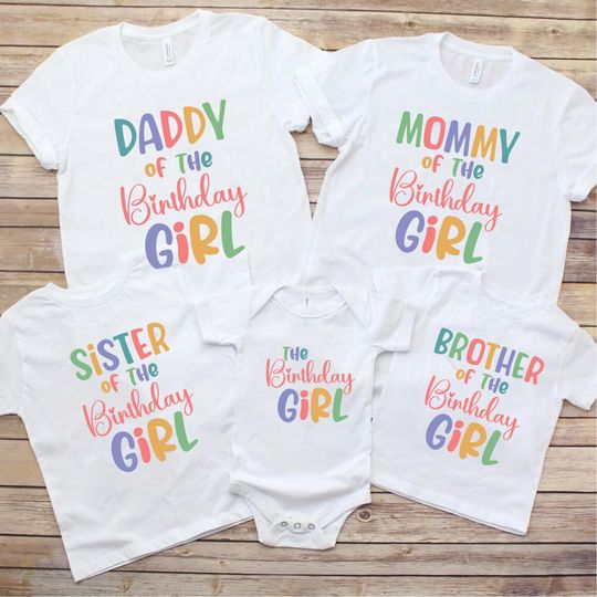 Discover Family Matching Birthday Shirts: Pastel Rainbow Party Tees