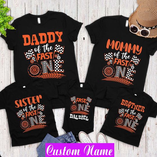 Discover Fast One Pit Crew Birthday Shirt: Car Race 1st Birthday