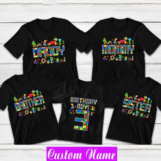 Discover Custom Building Blocks Birthday Shirts: Matching Family Gift