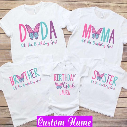 Discover Butterfly Birthday Shirts: Family Matching Birthday Girl Outfit