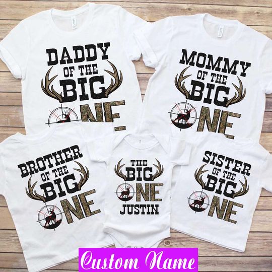 Discover Hunting Birthday Family Shirts: The Big One, Matching Deer Theme