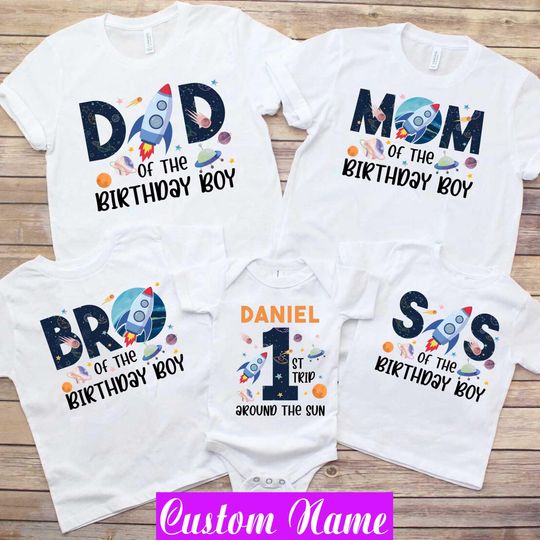 Discover Astronaut Birthday Shirt: Space Family Tee, First Birthday