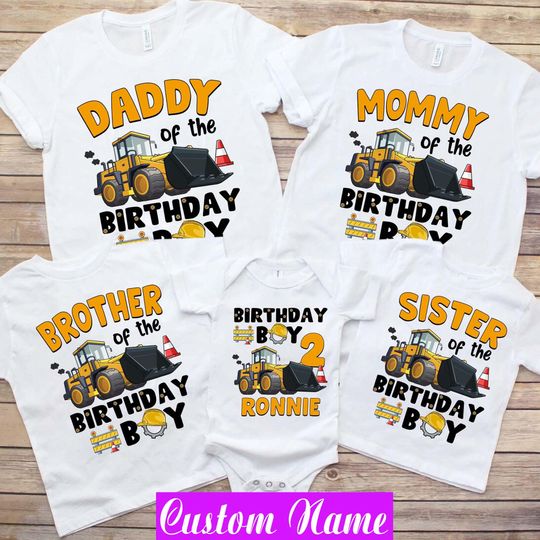 Discover Construction Birthday Family Shirts: Yellow Truck Birthday Boy