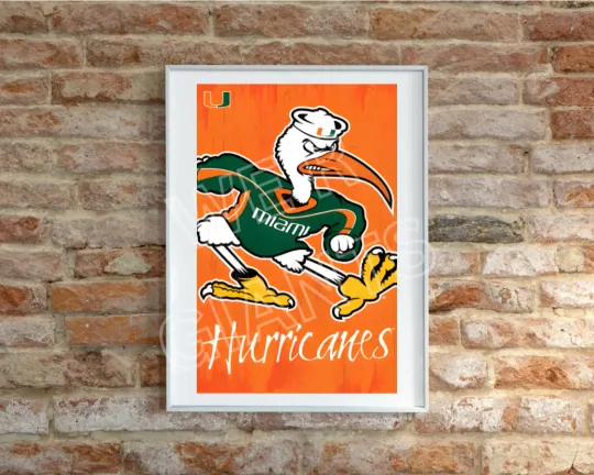 Discover Miami Mascot Art Print (National Championship Bound, College)