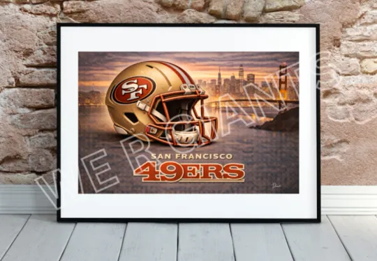 Discover San Francisco Wall Art football Football Helmet San Fran Skyline Print