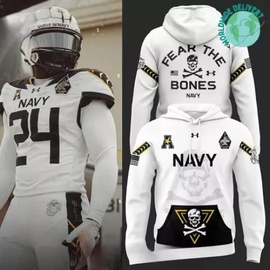 Discover Navy Midshipmen Rivalry Fear The Bones Performance Limited Edition Hoodie 3D