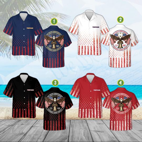 Discover Custom USA 250th Anniversary Hawaiian Shirt 17762026, Patriotic Eagle American Flag Shirt, Semiquincentennial Unisex Fan Jersey Gift