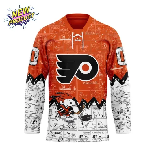 Discover Personalized Philadelphia Flyers Peanuts Lace Hockey Jersey