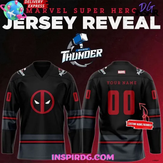 Discover Personalize Wichita Thunder Super Hero Night Hockey Jersey