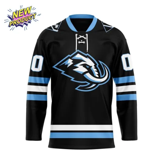 Discover Personalized Utaah Mammoth Lace Hockey Jersey Black All Sizes