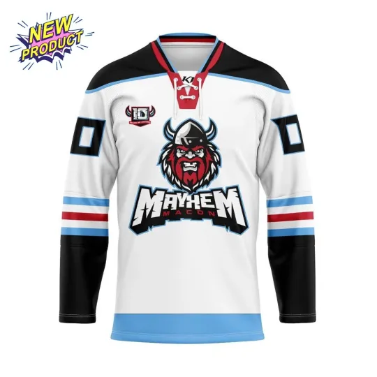 Discover Macon Mayhem Men's Personalized Away Lace Hockey Jersey