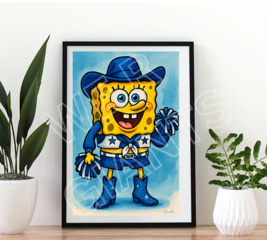 SpongeBob SquarePants Cowboy Cheerleader Art Print 11x17