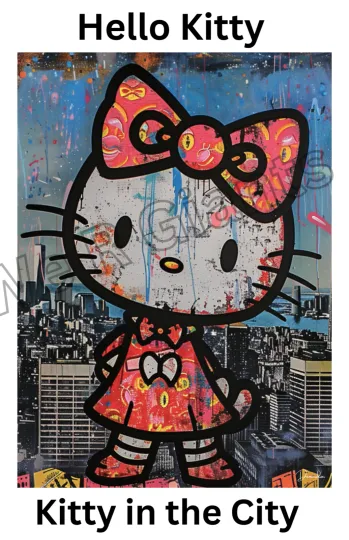 Discover HELLO KITTY Kitty In The City City Series 11x17 Signed by Denardai LIMITED PRINT