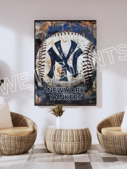 Discover New York Poster New York Yankees Logo Print Yankee Memorabilia