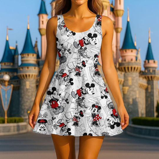 Discover Mickey And Minnie Skater Dress, Disney Trip Tank Dress Women, Mickey And Friends Dress For Fan, Magic Kingdom Gift