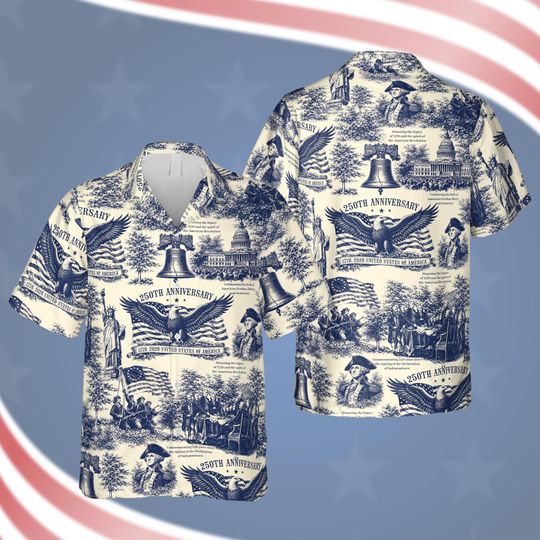 Discover America 250th Anniversary Hawaiian Shirt, 250 Years Freedom Button Shirt, Eagle 1776 2026, Statue Of Liberty, Bprintblur.com Ross Flag, Liberty Bell