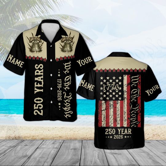 Custom USA 250th Anniversary Hawaiian Shirt 17762026, Patriotic Eagle American Flag Shirt, Semiquincentennial Unisex Shirt Gift