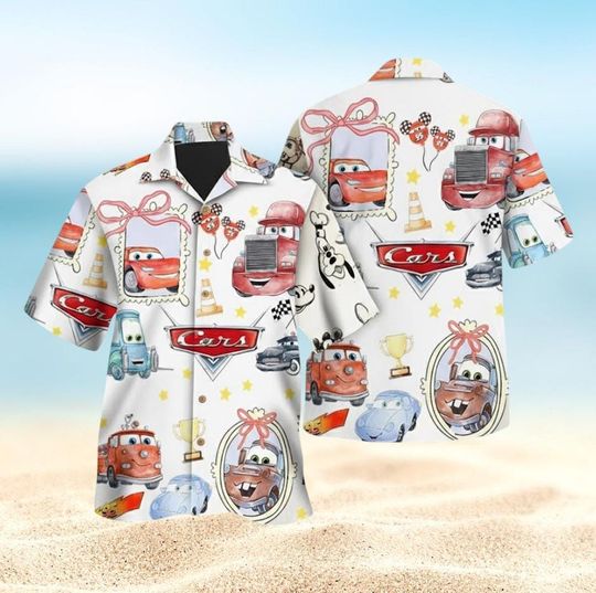 Discover Coquette Bow Bracelet Disney Cars Hawaiian Shirt, Lightning McQueen Mater Doc Hudson Sally Carrera Hawaii Tee, Disneyland Trip Shirt