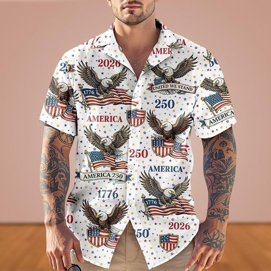 Discover Freedom 250th Anniversary Hawaiian Shirt, USA 250 Years Independence Button Shirt, 1776 2026 America Anniversary, Patriotic Freedom