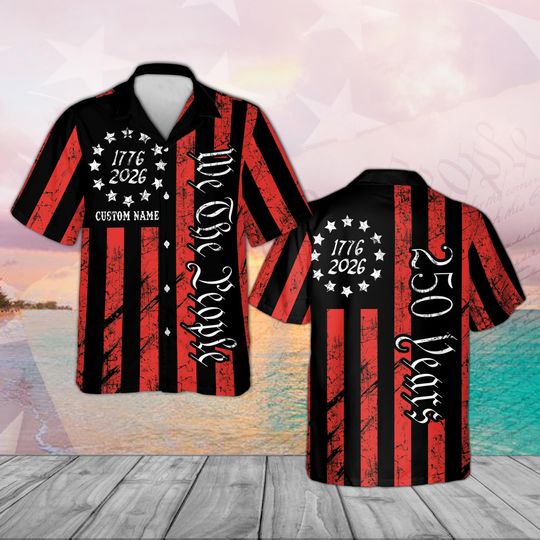 Discover Custom 250th America Anniversary Hawaiian Shirt, Vintage 1776-2026 Patriotic Shirt, Gift for Family, Celebrate US Heritage in Style
