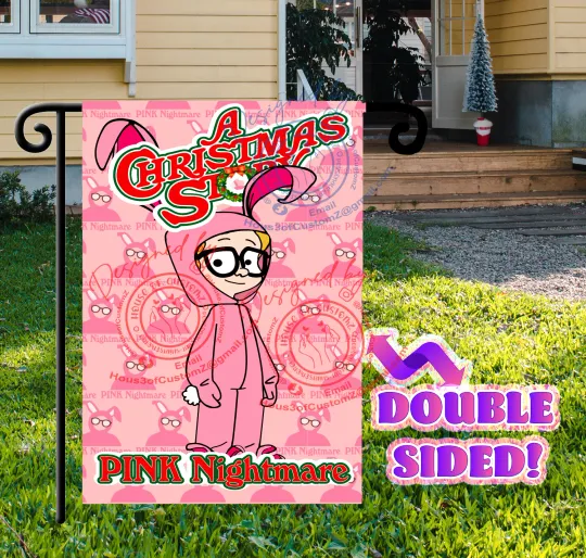 Discover Christmas Story Pink Nightmare Bunny Garden Flag Double Sided