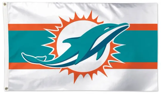 Miami Dolphins Stripe White  Foot Official Football Team House Flag