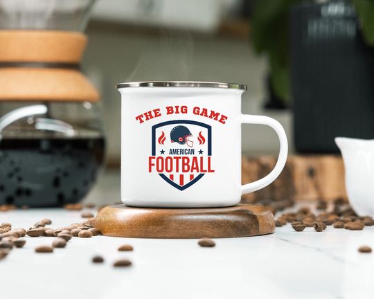 American Football Enamel Camp Mug, Gift for Football Fans