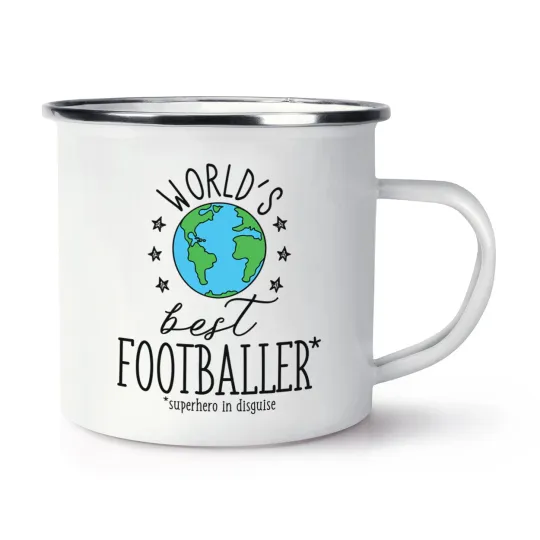 World's Best Footballer Retro Enamel Mug Cup - Funny Soccer Favourite Camping