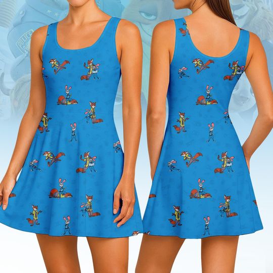 Discover Disney Zootopia Characters Skater Dress, Nick Wilde Women Dress, Judy Hopps Dress, Disney Family Trip Dress, Zootopia Fans Gifts