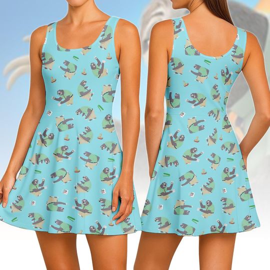 Discover Flash The Sloth Skater Dress, Zootopia Women Dress, Disney Movie Cartoon Summer Beach Shirt, Disneyland Dress, Disney World Dress