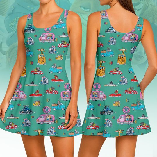 Discover Disney Zootopia Skater Dress, Judy Hopps Nick Gary Nibbles Bogo Dress, Zootopia Women Dress, Disneyland Family Shirt, Gifts For Her