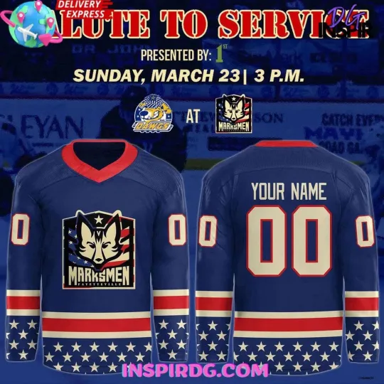 Discover Personalized Fayetteville Marksmen Salute to Service 2025 Hockey Shirt