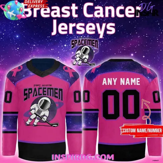 Discover Personalized Fort Wayne Spacemen Breast Cancer Special Hockey Shirt