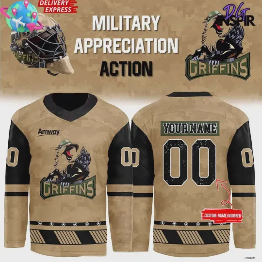 Discover Personalized Grand Rapids Griffins Military Appreciation Special Hockey Shirt