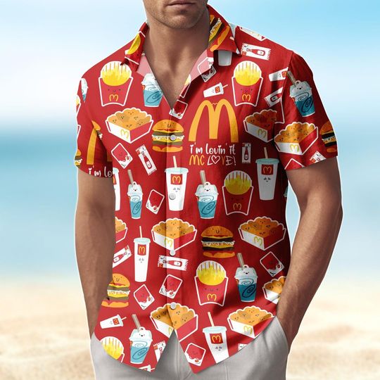 Discover McDonald's Hawaiian Shirt Men, Fast Food Button Shirt, McDonald Party Vacation Shirt, Beach Shorts Men, McDonald's Lover Gift