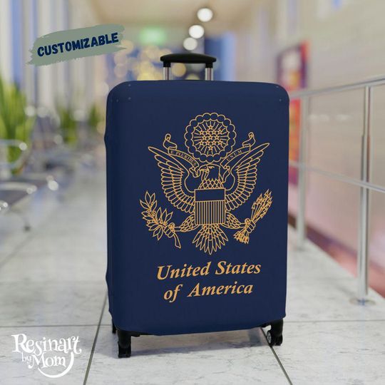 USA Eagle Seal Luggage Cover  Patriotic Navy Suitcase Protector
