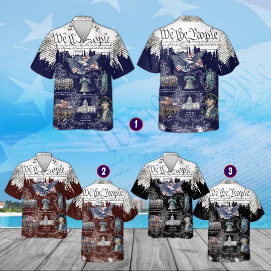 Discover 250th America Anniversary Hawaiian Shirt for Kids, We The People Patriotic USA Shirt, 17762026 Independence History Eagle Summer Outfit