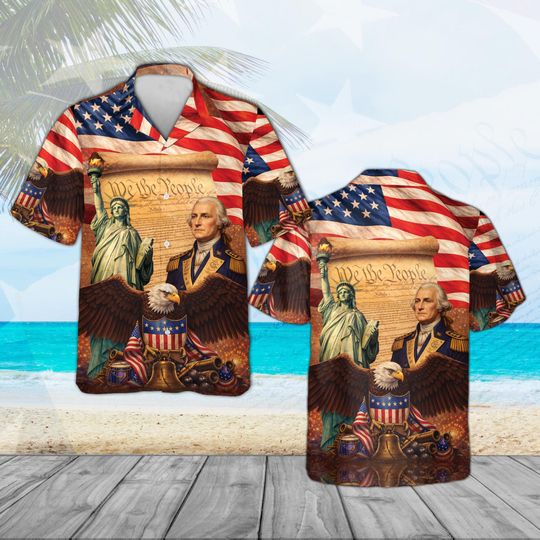 Discover 250th America Anniversary Hawaiian Shirt, Patriotic We The People Shirt, USA Independence 17762026, 4th of July Beach Shirt for Kids