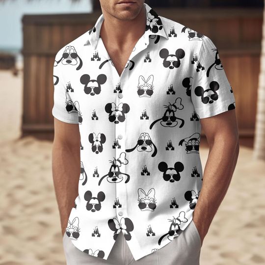 Discover Vintage Disneyland 2026 Button Shirt/Short, Disney Word Character Hawaii Shirt, Disney Checkered Shirt, Disneyland Shirts, Disney trip Gift