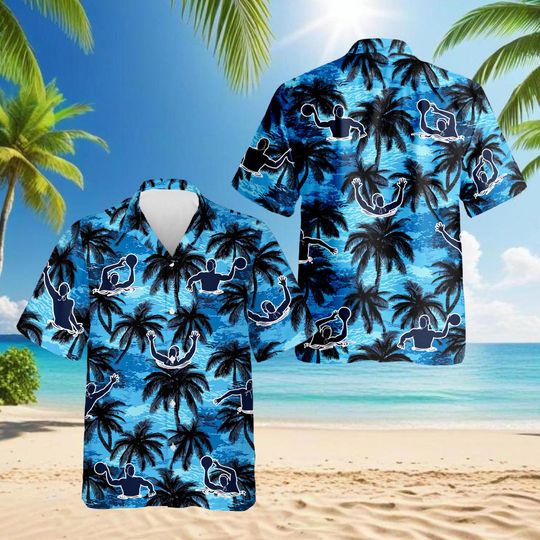 Discover Water Polo Tropical Coconut Tree Hawaiian Shirt, Sporty Beach Aloha Shirt, Water Sports Hawaiian Shirt, Summer Vacation Unisex Shirt S5XL