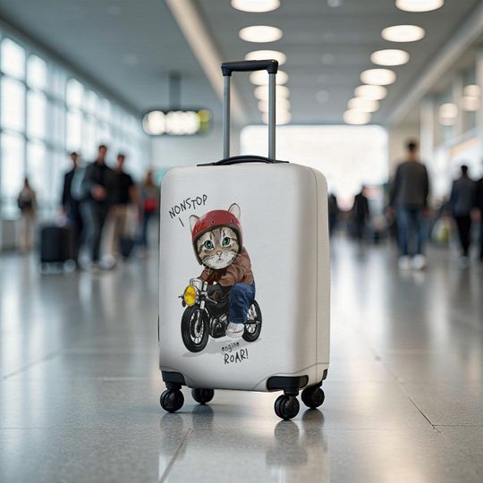 Discover Cute Cat Luggage Cover, Custom Travel Suitcase Cover, Faunny Travel Cover, Gift For Kids, Funny Animal Luggage Cover, Personalized Gift