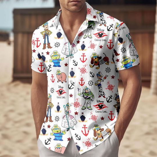 Discover Disney Toy Story Cruise 2026 Button Shirt/Short, Woody Buzz Bo Peep Alien Slinky Dog Cruise Hawaii Shirt, Disney Cruise Line Shirt