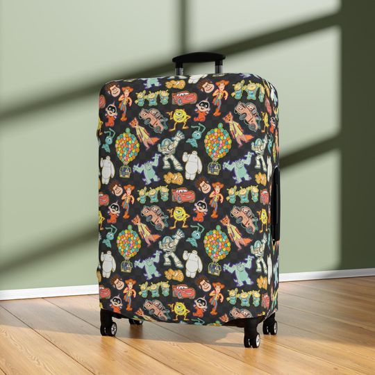 Discover Pixar Characters Luggage Cover  Toy Story Nemo Monsters Inc Collage, Colorful Disney Suitcase Cover