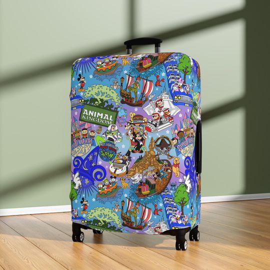 Discover Disney World Luggage Cover  Park Icons Travel Protector, Magical Vacation Suitcase Cover Gift