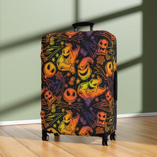 Nightmare Before Christmas Luggage Cover  Jack & Sally Travel Protector, Spooky Disney Suitcase Cover