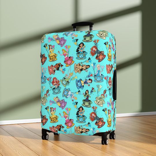 Discover Disney Teacups Luggage Cover  Mad Tea Party Ride Design, Wonderland Travel Suitcase Protector